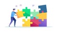 Collaborative Puzzle Assembly, Teamwork Strategy Vector Illustration, vector design Generative AI Royalty Free Stock Photo