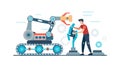 Collaborative Robotics and Advanced Manufacturing. Industry 4.0, vector design Generative AI Royalty Free Stock Photo