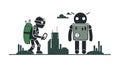 Collaborative Robotics, AI Teamwork, Machine Communication, vector design Generative AI Royalty Free Stock Photo
