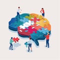 Collaborative Team Assembling a Brain Puzzle Royalty Free Stock Photo