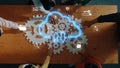 Collaborative Teamwork on Cloud Computing Concept with Gears and Digital Graphics Representing Data Exchange and Royalty Free Stock Photo