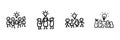 Collaborative Teamwork And Idea Generation Line Icon Set In Doodle Style. Group Creativity, Problem Solving, And Royalty Free Stock Photo