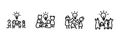 Collaborative Teamwork And Idea Generation Line Icon Set In Doodle Style. Group Problem Solving And Innovation Outline Royalty Free Stock Photo