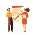 Collaborative Teamwork Illustration, Checklist and Successful Project Completion
