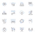 Collaborative thinking line icons collection. Brainstorming, Innovation, Synergy, Cooperation, Communication