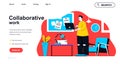 Collaborative work concept for landing page template. Vector illustration