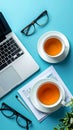 Collaborative Work Session with Tea and Tech Royalty Free Stock Photo