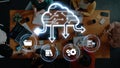 Collaborative Workspace with Cloud Computing Concept and Digital Transformation Strategies for Business Growth and Royalty Free Stock Photo
