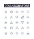 Collaborators line icons collection. Associates, Partners, Allies, Companions, Helpers, Supporters, Cohorts vector and
