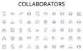 Collaborators line icons collection. Communication, Interaction, Conversation, Exchange, Understanding, Discourse