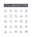 Collaborators line icons collection. Stock, Barcode, Audit, Tracking, Storage, Asset, Count vector and linear