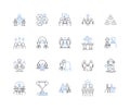 Collaborators line icons collection. Teamwork, Partnership, Cohesion, Synergy, Alliance, Unity, Harmony vector and
