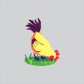 Pixel art Hen Chicken Pecking Grass icon Illustration vector for game design Royalty Free Stock Photo
