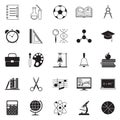 Colladge education school knowledge silhouette icons set line art isolated vector illustration Royalty Free Stock Photo