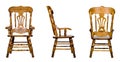 Collage of 3 antique wooden chair views (isolated) Royalty Free Stock Photo