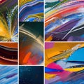 A collage of abstract brushstrokes, splatters, and mixed media elements, expressing energy and spontaneity4, Generative AI Royalty Free Stock Photo
