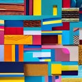 A collage of abstract shapes and textures in a vibrant and energetic composition5, Generative AI