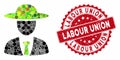 Collage Agronomist Chief with Scratched Labour Union Stamp