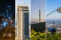 Collage of Almaty city`s attractions, buildings and streets