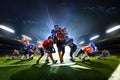 Collage from american football players in the action grand arena Royalty Free Stock Photo