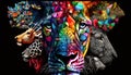 Collage animals background. Generative AI.