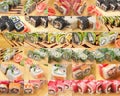 Collage Asian food sushi