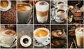Collage of assorted fresh coffee Royalty Free Stock Photo