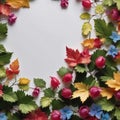 Autumn composition, leaves, grapes, flowers Royalty Free Stock Photo