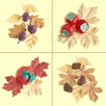 Collage of autumn fruits, vegetables and leaves made of paper Royalty Free Stock Photo