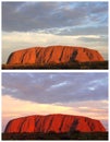 Collage of colorful sunsets, Uluru Ayers Rock, Australia