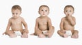 Collage of a baby boy thinking Royalty Free Stock Photo