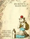 Alice In Wonderland Distressed Grunge Paper - Nothing Is Impossible - Alice With Crown