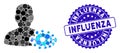 Collage Bacteriologist Icon with Textured Influenza Stamp Royalty Free Stock Photo