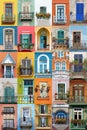 Collage of balconies as colorful architectural background