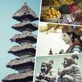 Collage of Bali Indonesia images - travel background my photo Royalty Free Stock Photo