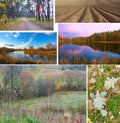 Collage of beautiful autumn images, landscape. Royalty Free Stock Photo