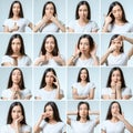 Collage of beautiful girl with different facial expressions Royalty Free Stock Photo