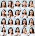 Collage of beautiful girl with different facial expressions Royalty Free Stock Photo