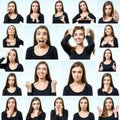 Collage of beautiful girl with different facial expressions Royalty Free Stock Photo