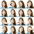 Collage of beautiful girl with different facial expressions Royalty Free Stock Photo