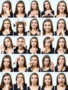 Collage of beautiful girl with different facial expressions Royalty Free Stock Photo