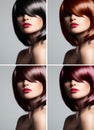 Collage of a beautiful woman with mixed color hair