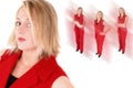 Collage Of A Beautiful Woman In Red Suit Royalty Free Stock Photo