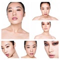 Collage beauty asian fashion model natural make up Royalty Free Stock Photo