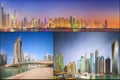 Collage of the beauty panorama at Dubai marina.