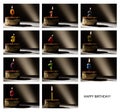 Collage of birthday candles. Royalty Free Stock Photo