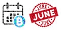 Collage Bitcoin Calendar with Scratched June Stamp