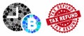 Collage Bitcoin Credit Clock with Textured Tax Refund Stamp Royalty Free Stock Photo