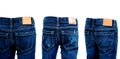 Collage of blue jeans isolated on white background Royalty Free Stock Photo