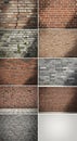 A collage of brick wall textures, Royalty Free Stock Photo